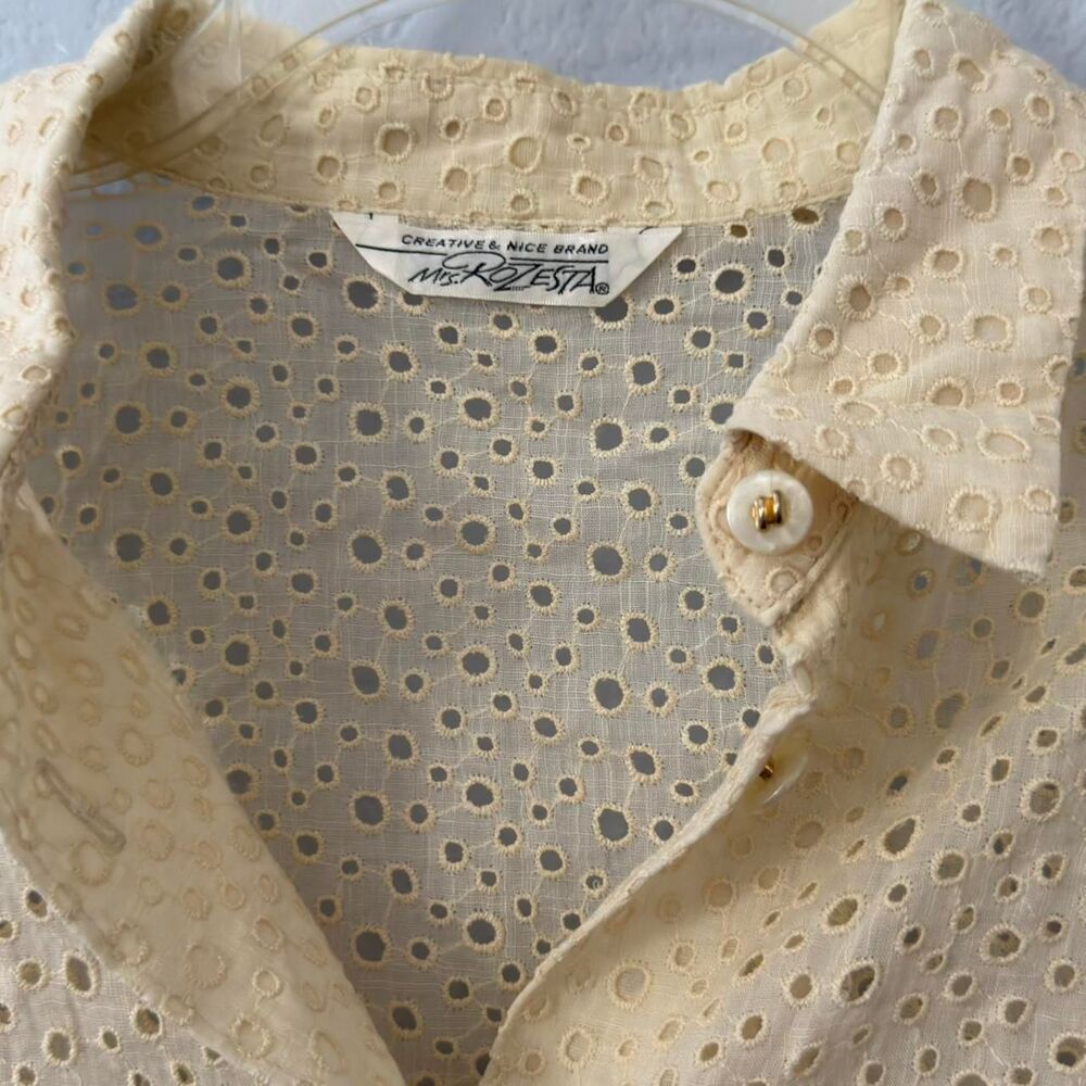 Women's Yellow and Cream Blouse - Picture 2 of 4